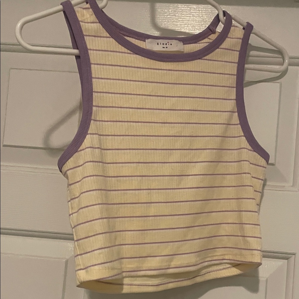 Brandy Melville Lavender and Cream Striped Tank Top